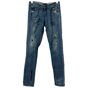 Firetrap Blackseal Women’s Adicia Slim Distressed Patched Destroyed Jeans  Sz 26